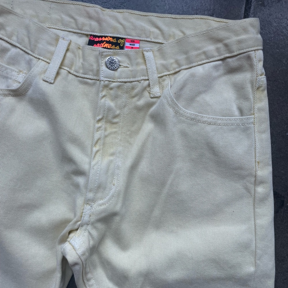 Light / faded yellow denim jeans / slim skinny Deadstock brand new usa made